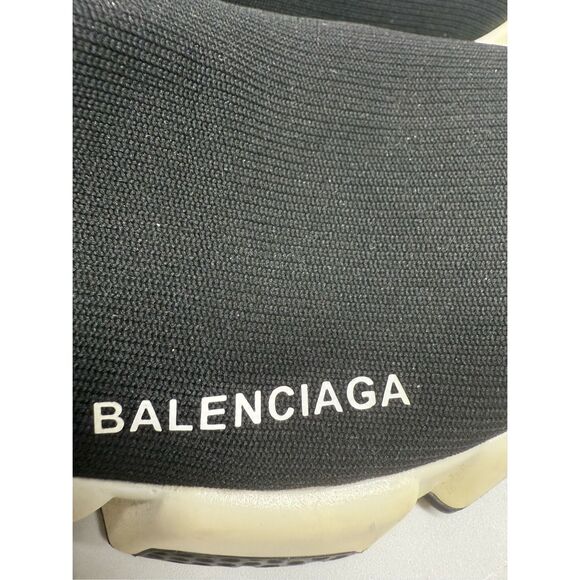 BALENCIAGA Speed Trainer Sneakers Black White Size 8 See Description - Picture 6 of 16